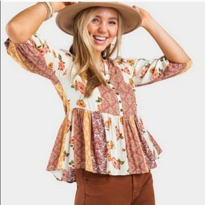 Francescas Mix Print floral Blouse